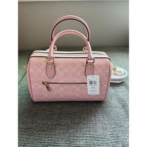 COACH Rowan Satchel Bag in Powder Pink Signature Canvas